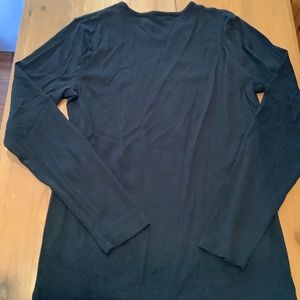 LANDS END, LADIES SMALL SOLID BLACK COTTON MOCK T NECK TOP